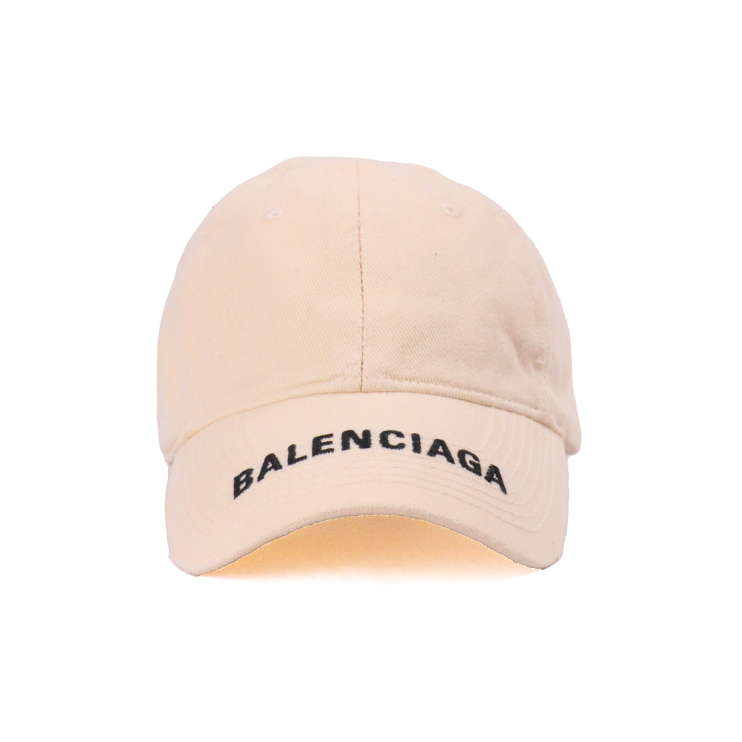 BALENCIAGA BEIGE BLACK LOGO CAP