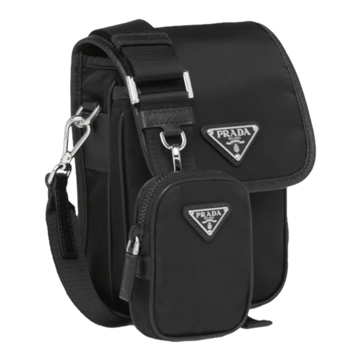 sac porté épaule Re-Nylon bordé de cuir Saffiano