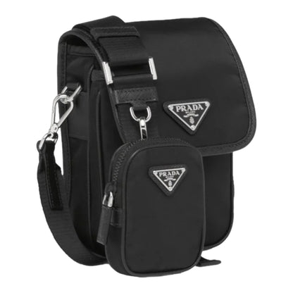 sac porté épaule Re-Nylon bordé de cuir Saffiano