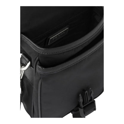 sac porté épaule Re-Nylon bordé de cuir Saffiano