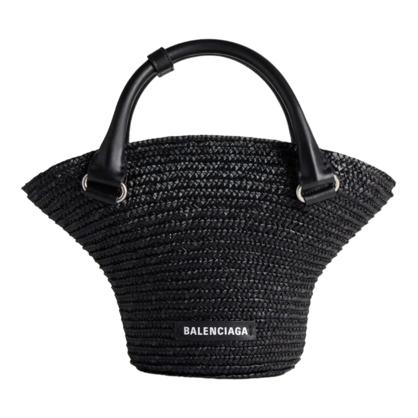 mini sac cabas en raphia à design tressé
