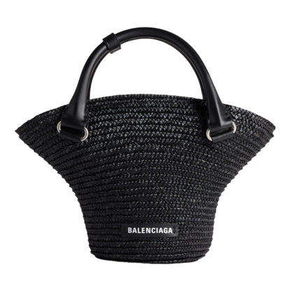 mini sac cabas en raphia à design tressé