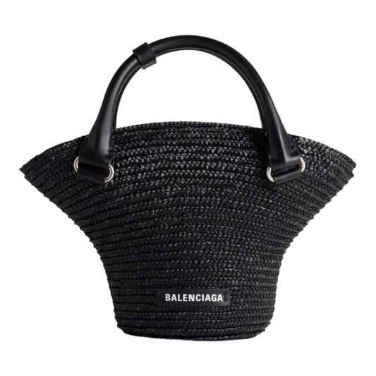 mini sac cabas en raphia à design tressé