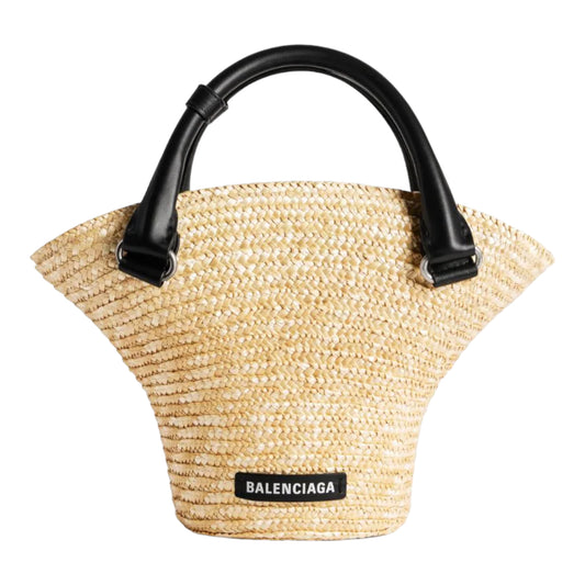 mini sac cabas en raphia à design tressé