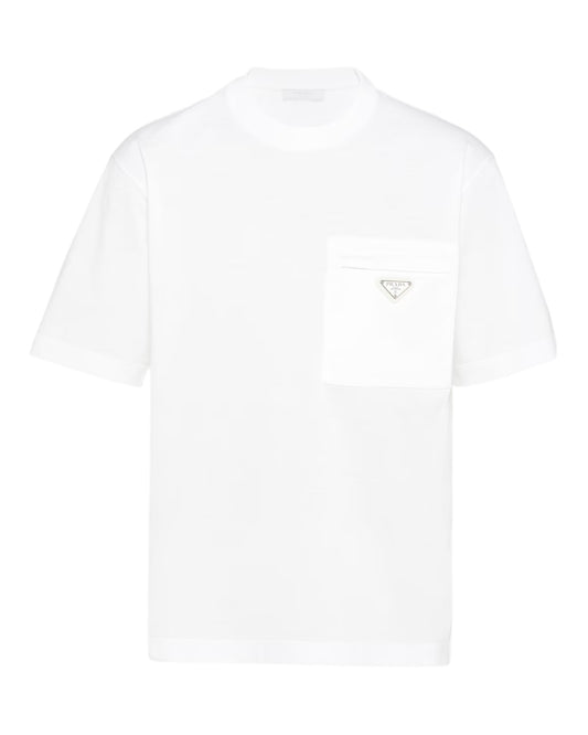 Prada T‑shirt Re‑Nylon & Jersey – Blanc