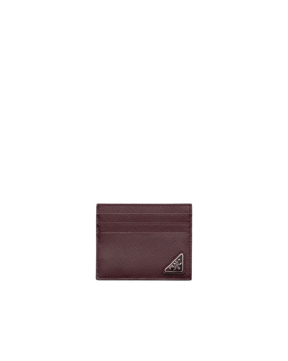Porte-cartes en cuir Saffiano Bordeaux
