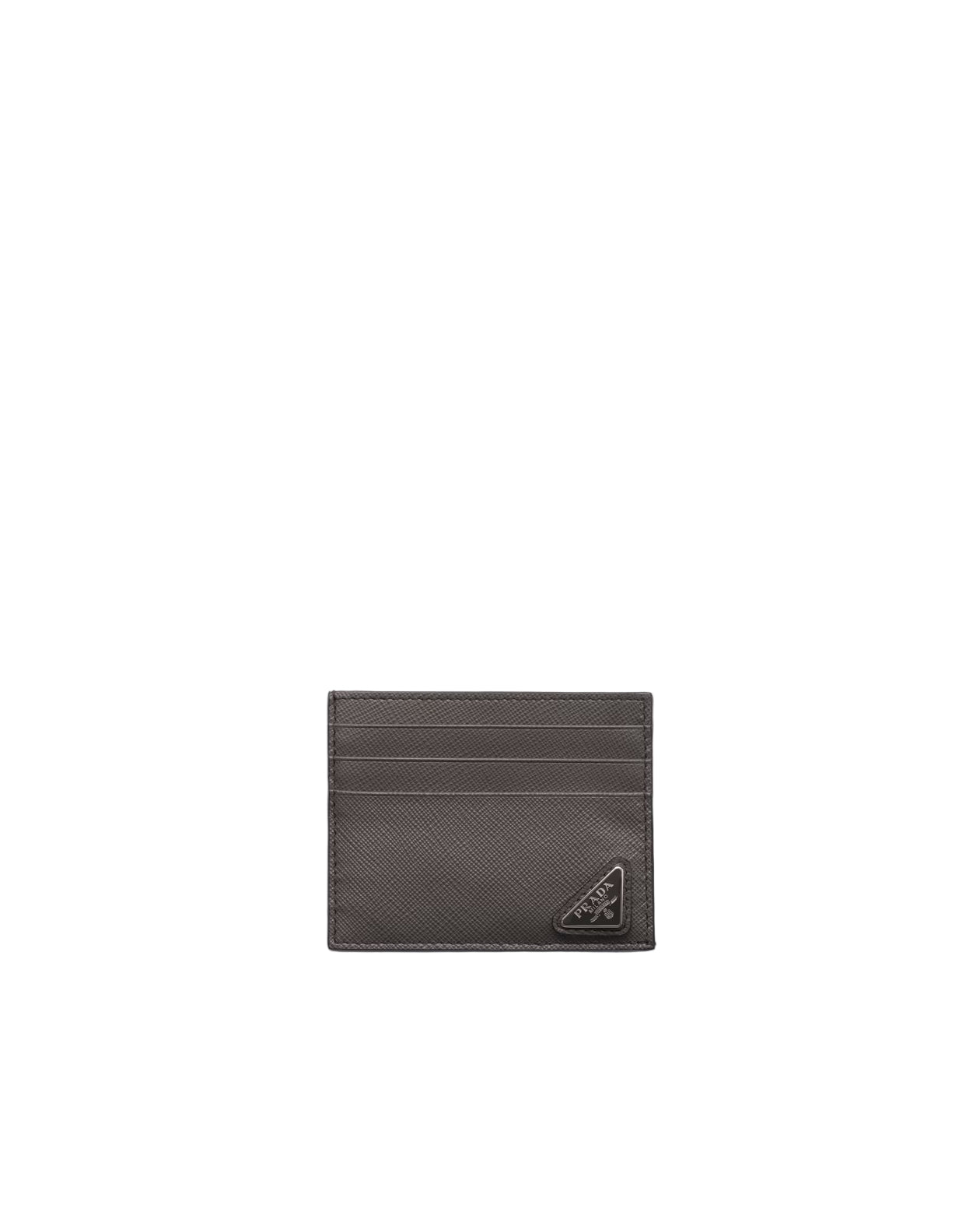 Porte-cartes en cuir Saffiano Gris Fumé