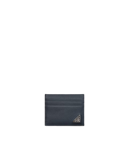 Porte-cartes en cuir Saffiano Bleu Baltique