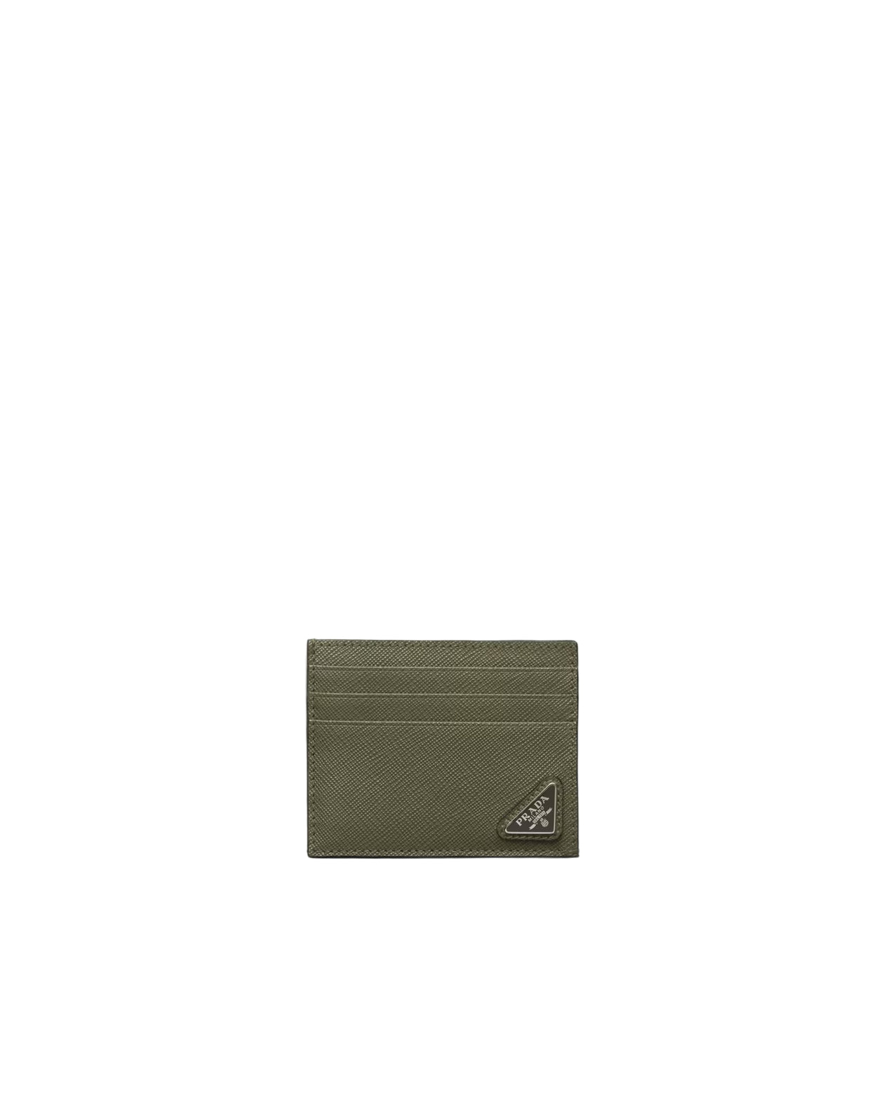 Porte-cartes en cuir Saffiano Vert Loden