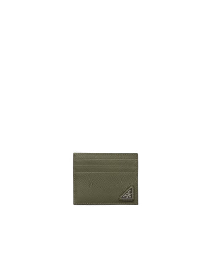 Porte-cartes en cuir Saffiano Vert Loden
