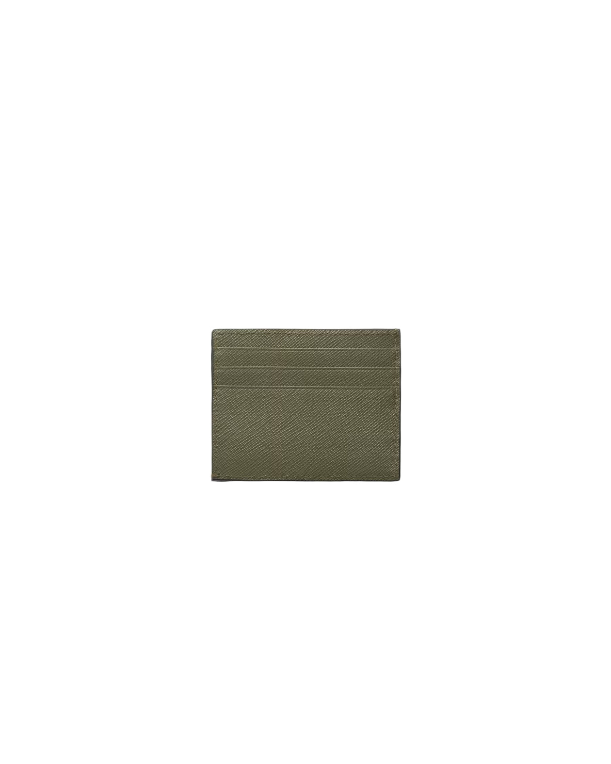 Porte-cartes en cuir Saffiano Vert Loden