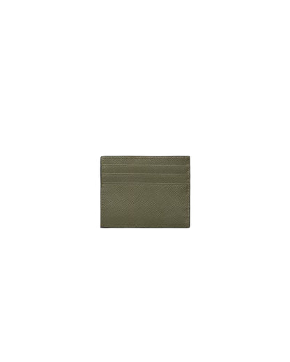Porte-cartes en cuir Saffiano Vert Loden