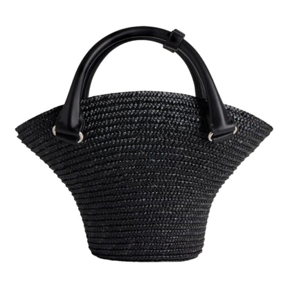 mini sac cabas en raphia à design tressé