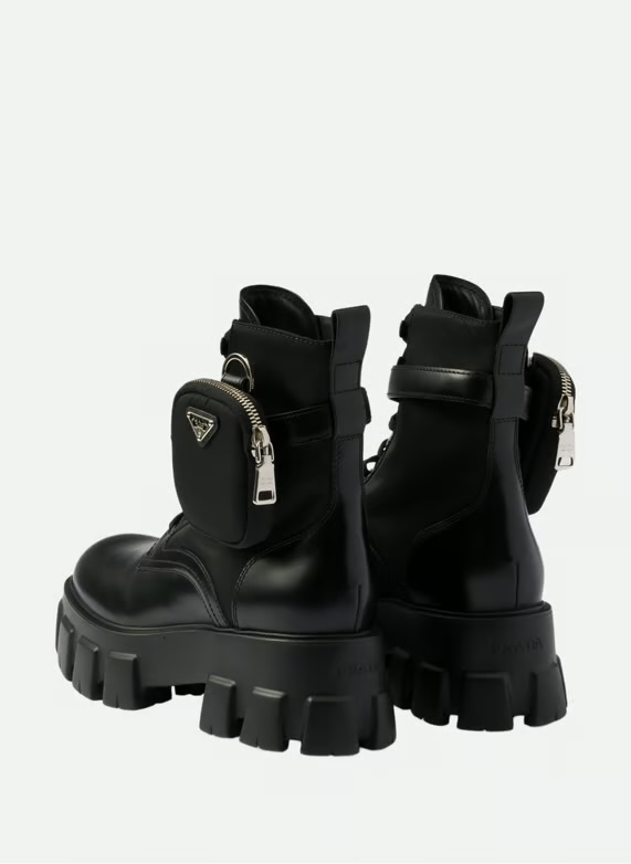 Combat boots monolith en cuir et re-nylon avec poc | Noir