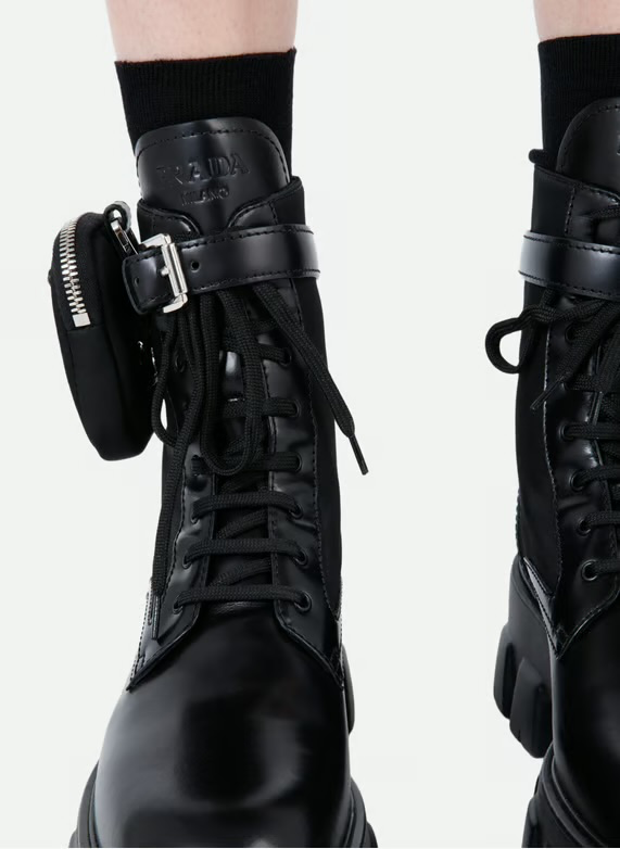 Combat boots monolith en cuir et re-nylon avec poc | Noir