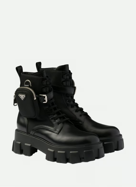 Combat boots monolith en cuir et re-nylon avec poc | Noir