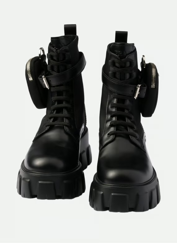 Combat boots monolith en cuir et re-nylon avec poc | Noir