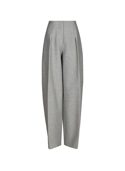 Pantalon texturé ample en coton mélangé | Gris