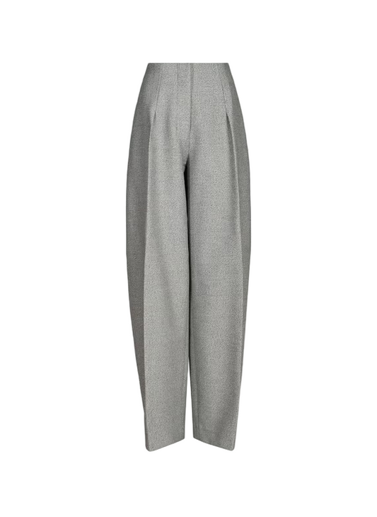 Pantalon texturé ample en coton mélangé | Gris