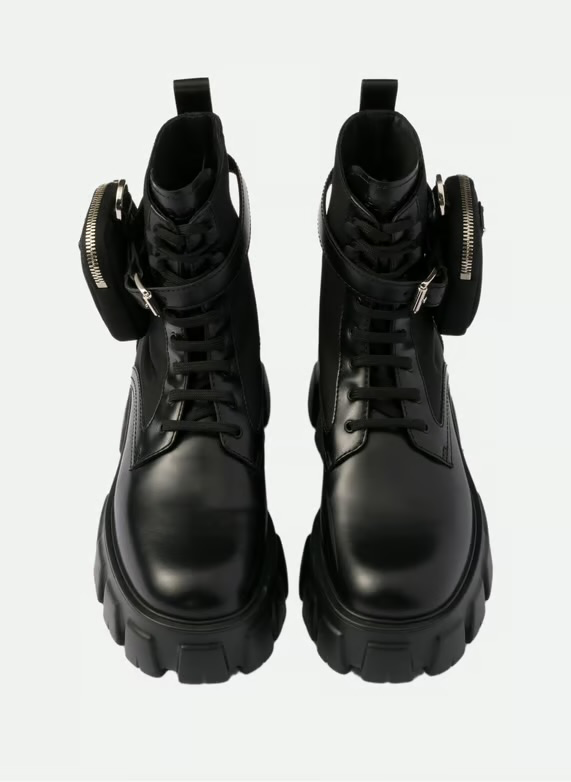 Combat boots monolith en cuir et re-nylon avec poc | Noir