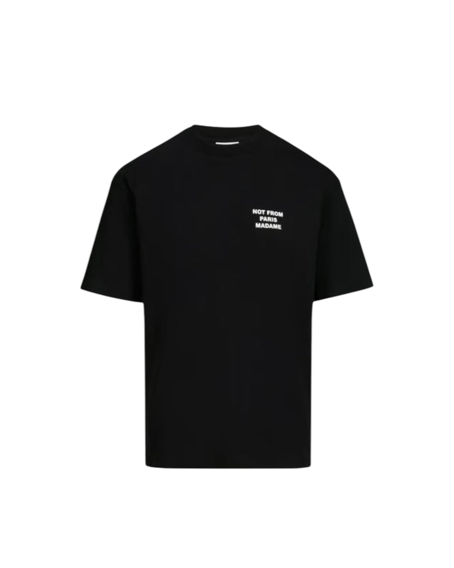 T-shirt noir MAISON LUXURY en coton à coupe ample avec sérigraphie blanche sur la poitrine