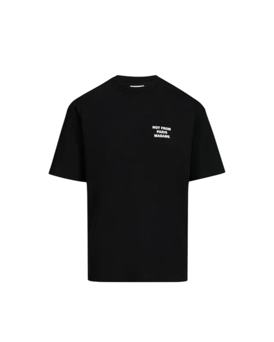 T-shirt noir MAISON LUXURY en coton à coupe ample avec sérigraphie blanche sur la poitrine