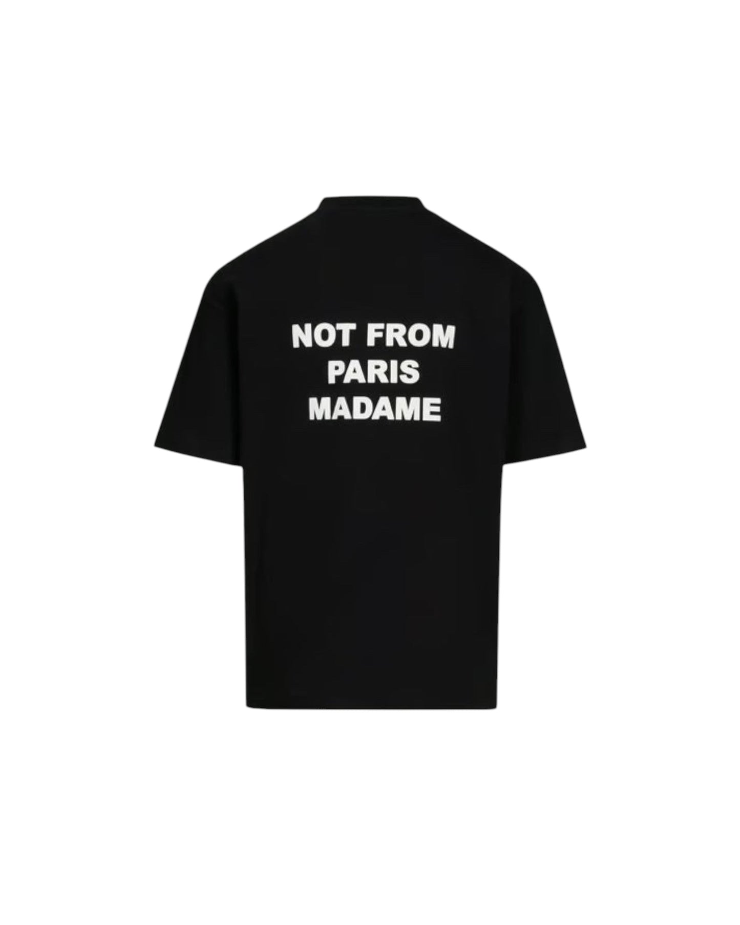 T-shirt ample noir MAISON LUXURY en coton avec sérigraphie blanche Not From Paris Madame au dos
