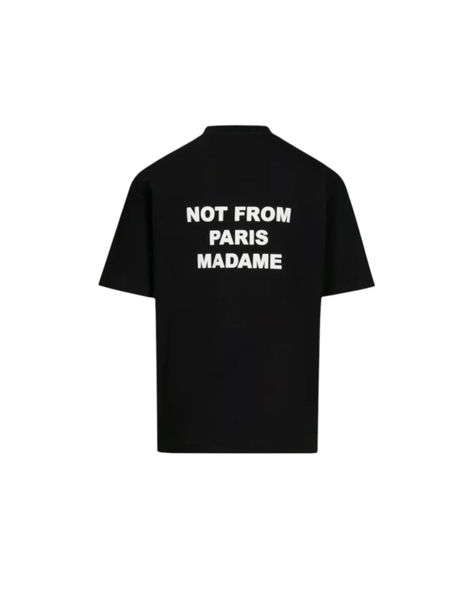 T-shirt ample noir MAISON LUXURY en coton avec sérigraphie blanche Not From Paris Madame au dos