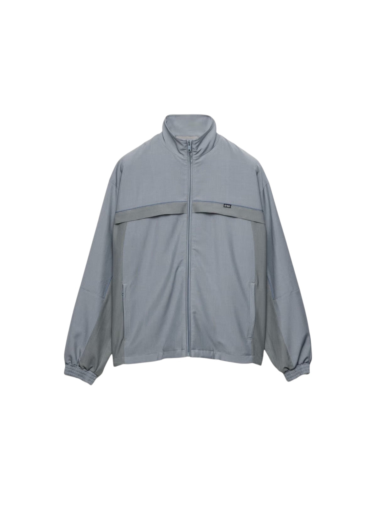 Veste MAISON LUXURY en laine et mohair grise avec col montant, fermeture zippée et poches passepoilées